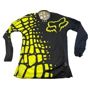 Fox Racing 360 Shirt Men's Large Neon Green Black Long Sleeve Allover Print
